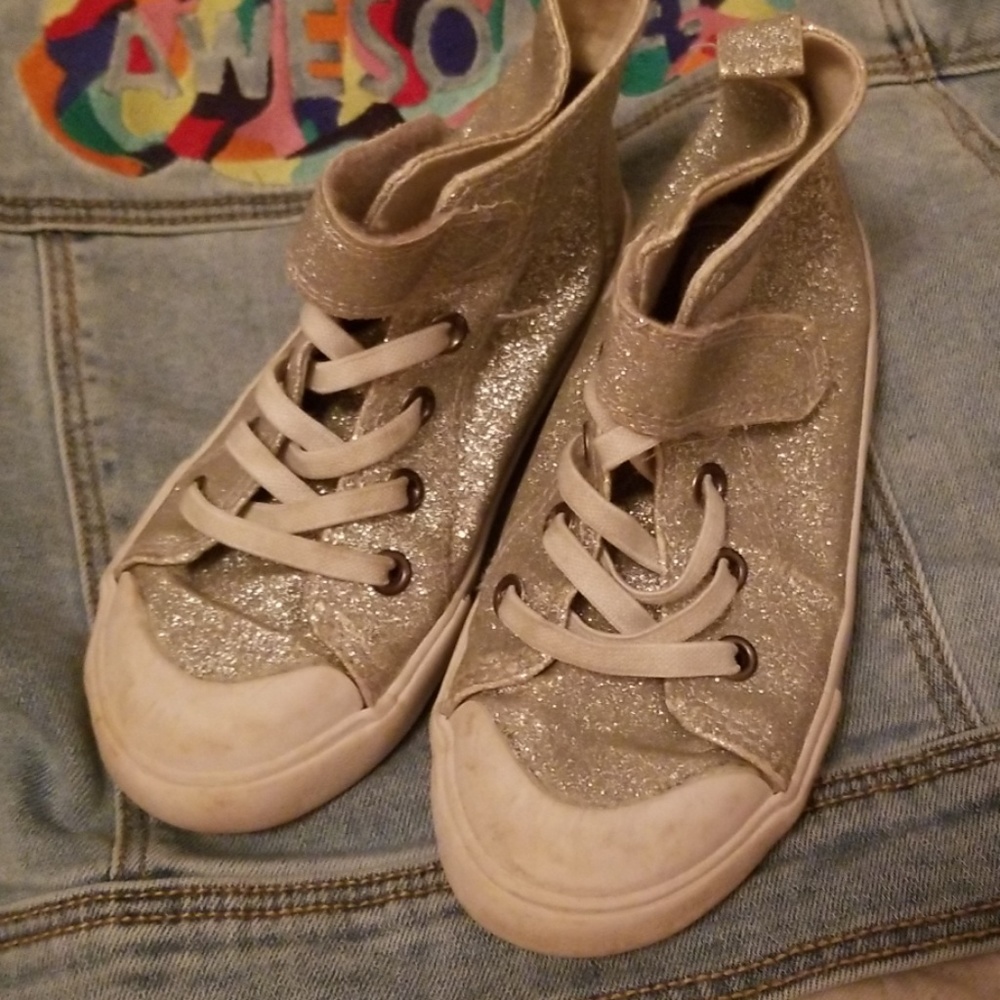 Girls silver glitter high tops